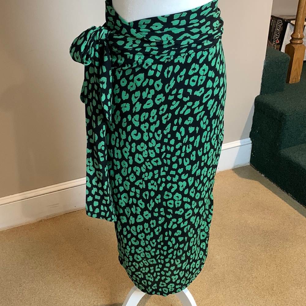 Green cheetah wrap skirt